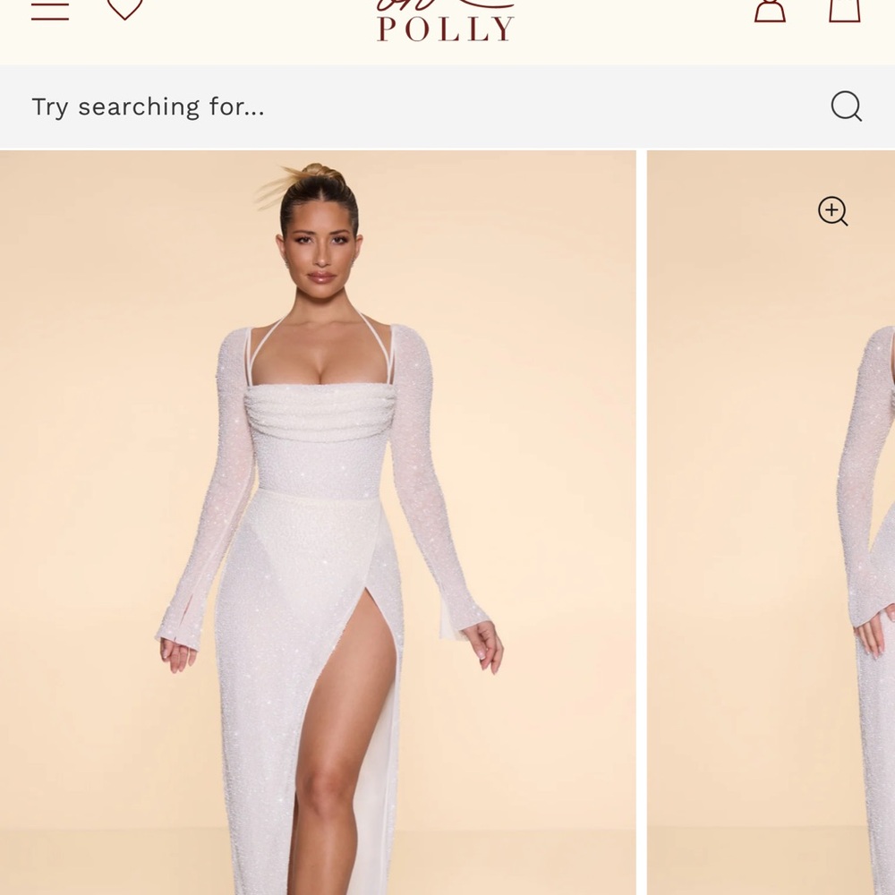White Oh Polly Long Sleeve Dress
